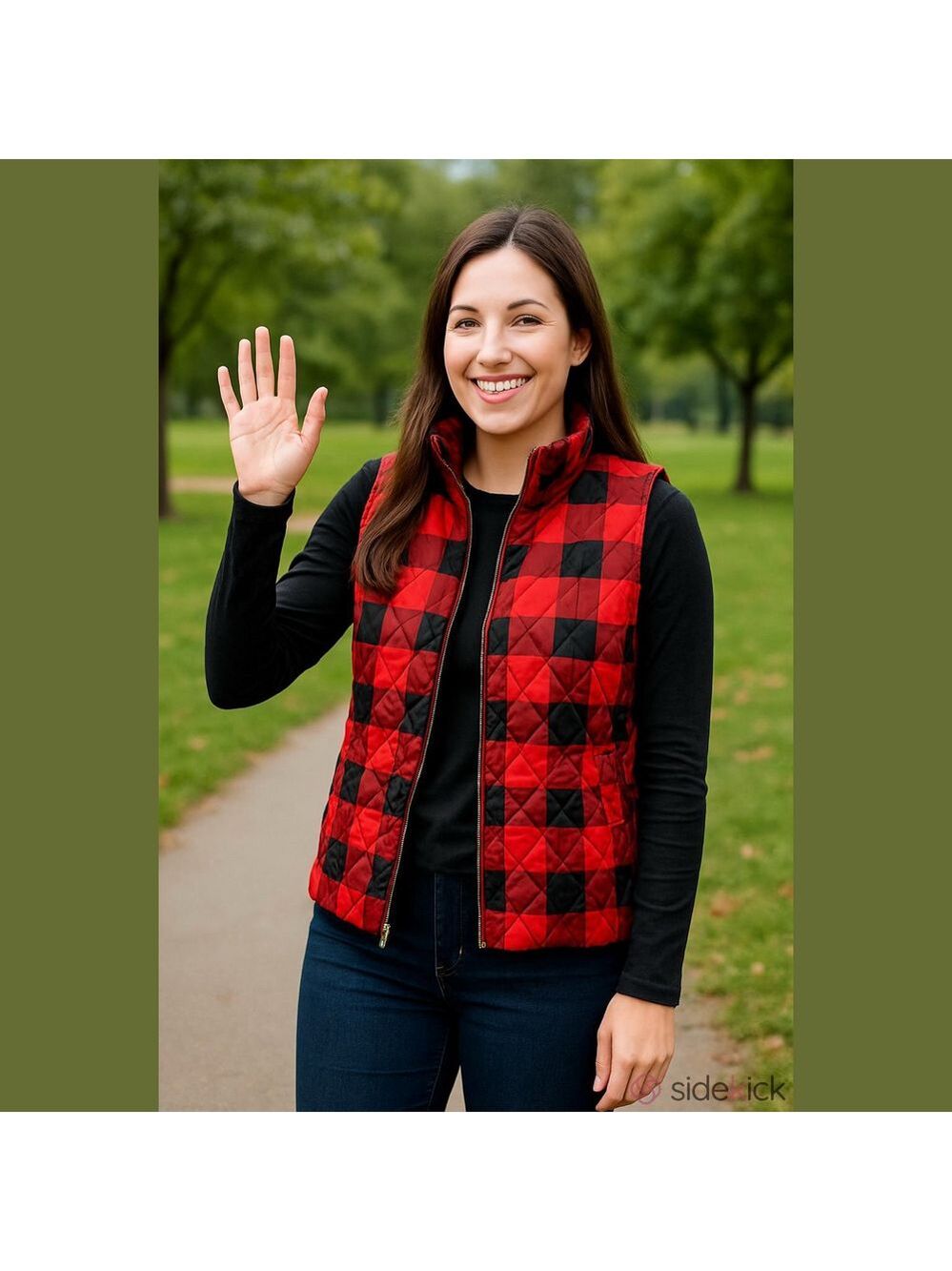 Croft and Barrow Vest Red Black Buffalo Check XXL